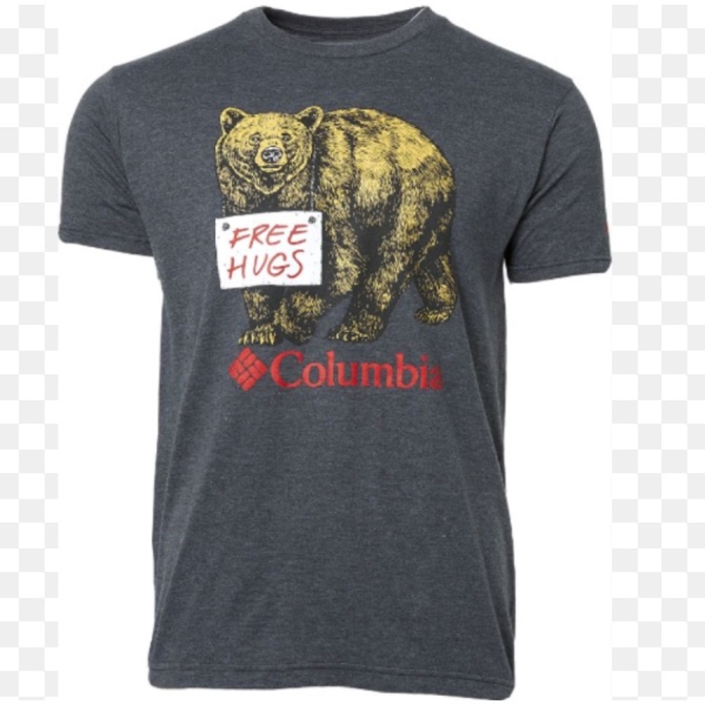 Columbia Men’s Bear 🐻 Free Hugs Air Short Sleeve Grey Gray T-Shirt - Size S